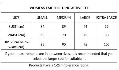 Eve Fleur - Unisex EMF Shielding Active Tee - Womens Sizing