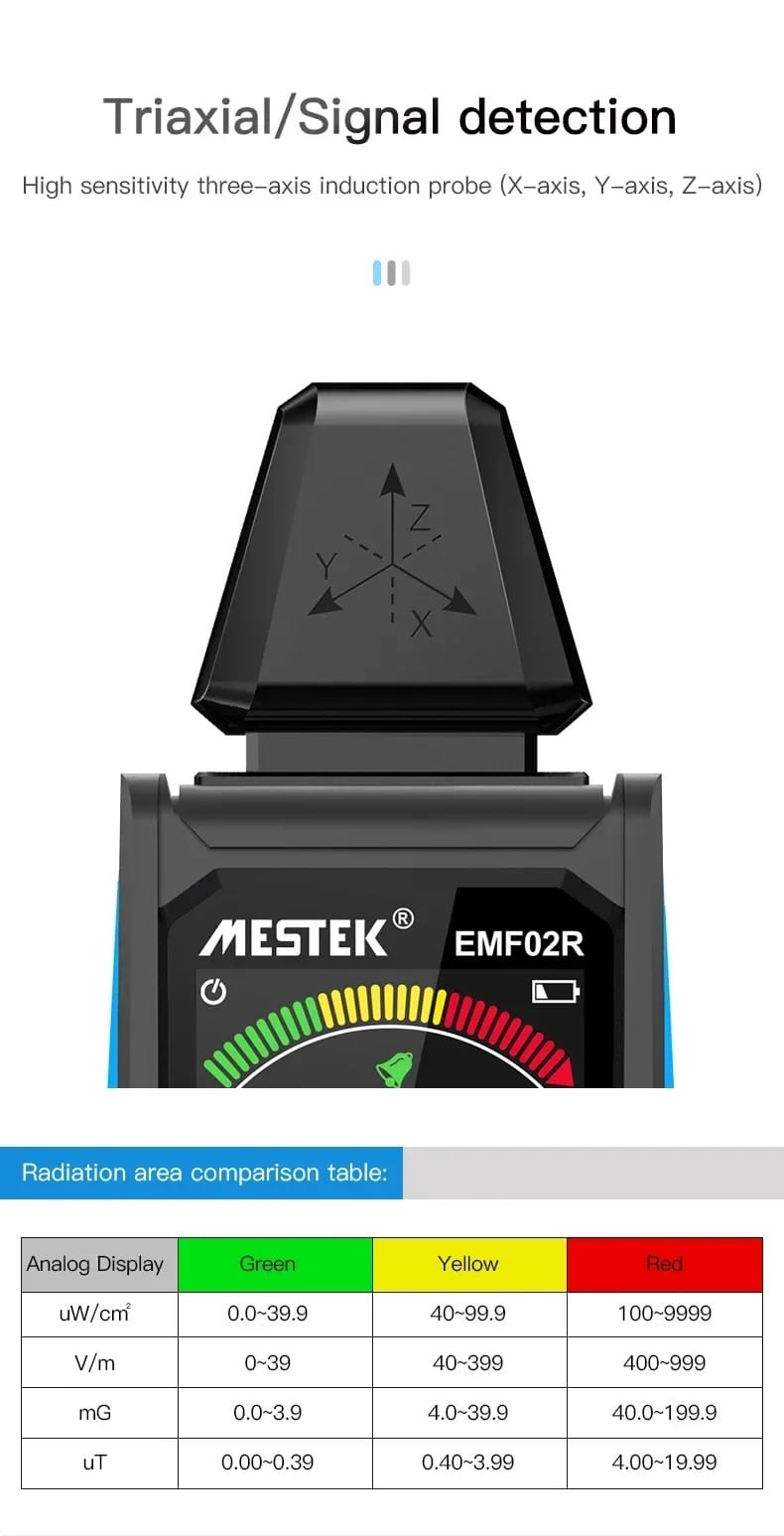 MESTEK EMF02R Electromagnetic Field & RF Radiation Detector