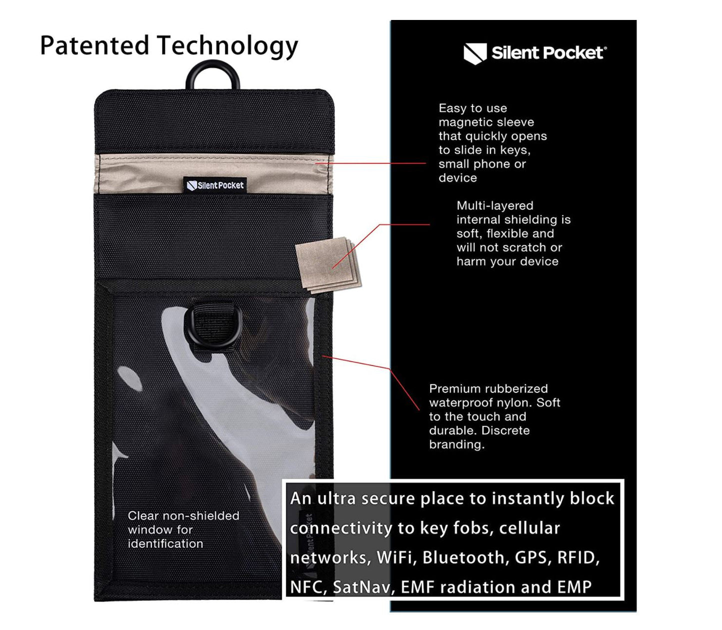 Silent Pocket Loto Locking Cell Phone Faraday Sleeve