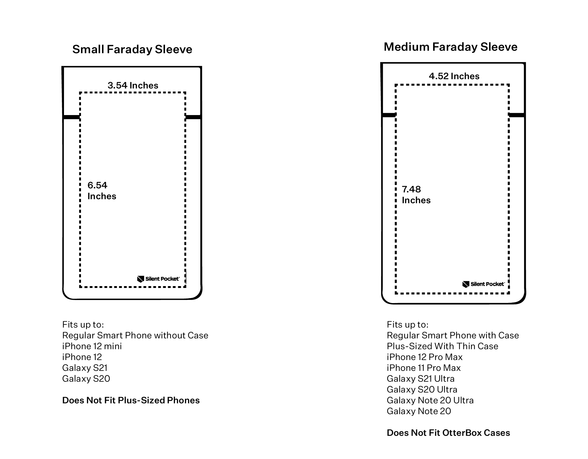 SILENT POCKET Leather Faraday Sleeve For Phones SMALL - Schild