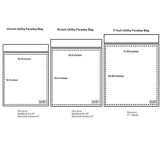Silent Pocket Utility Laptop Faraday Bag 15" & 17" - Schild